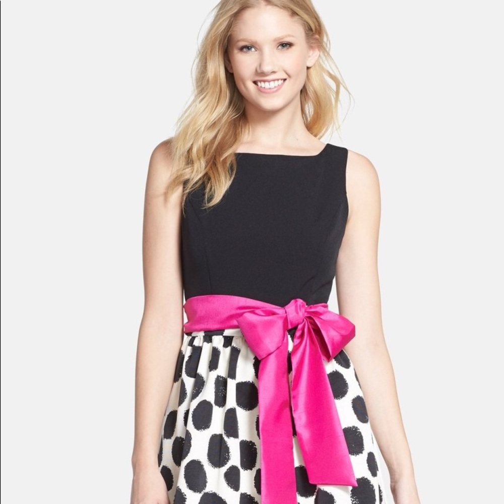 Eliza J Polka Dot Skirt Fit & Flare Dress